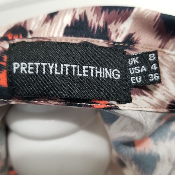 PrettyLittleThing Oversized Animal Print Button Down Top Size 4 - Picture 12 of 14